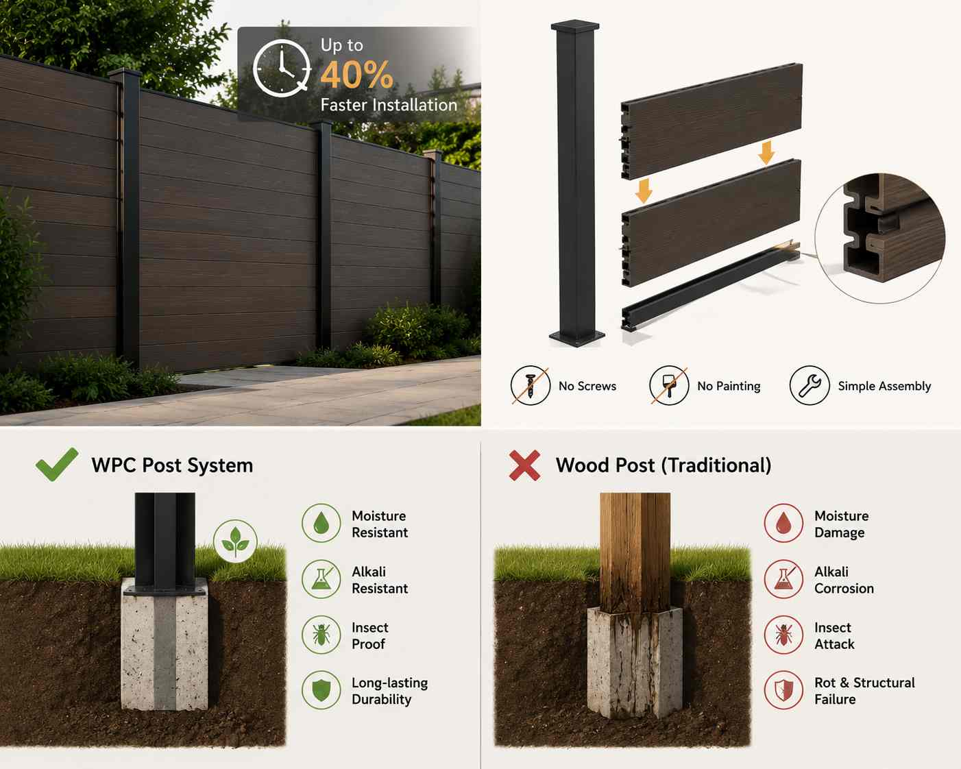 Easy Install 3D Embossed WPC Fencing Board Easy Install 3D Embossed WPC Fencing Board